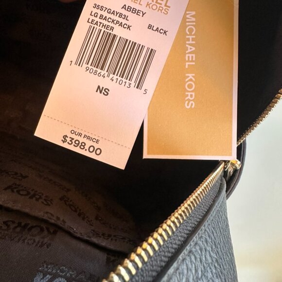 Michael Kors Large Backpack, Black Pebble Leather w/ gold accent